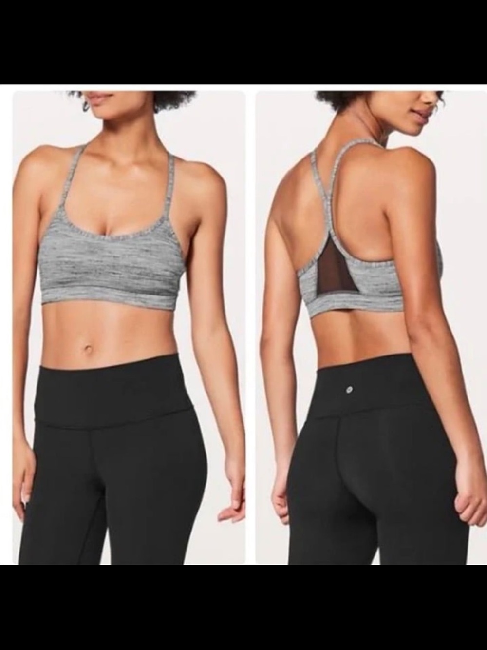 lululemon athletica Gray Heather Strappy Sports Bra with Mesh Back
